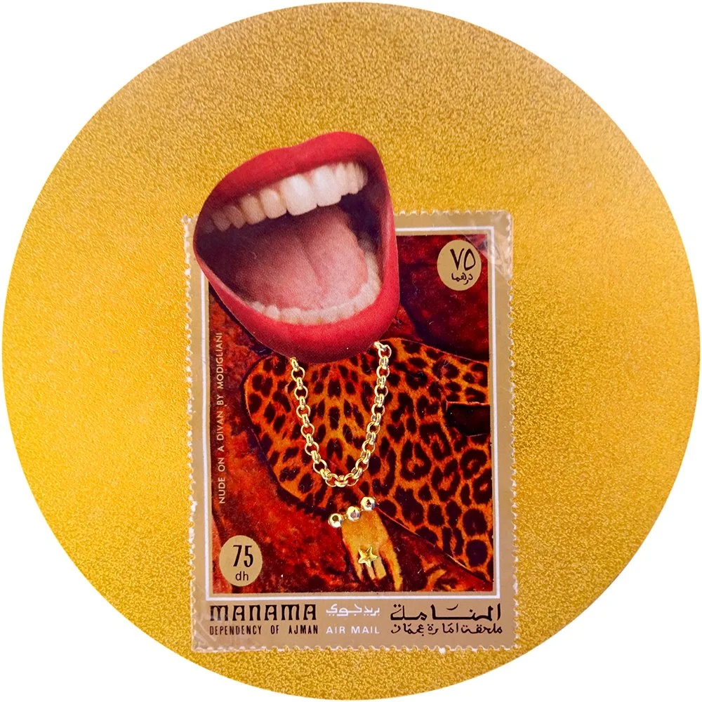 Laughing Modigliani  - Stamp Loupe Art No. 203