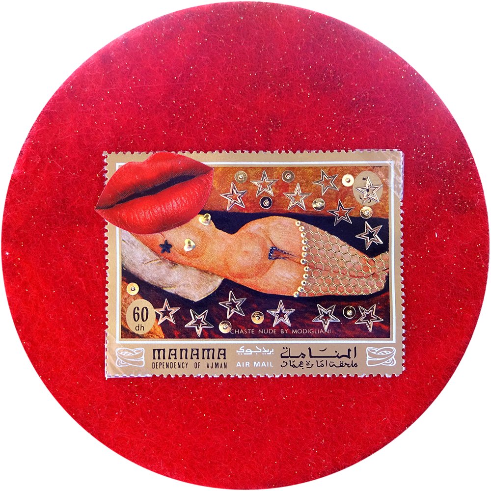 Red Modigliani  - Stamp Loupe Art No. 199
