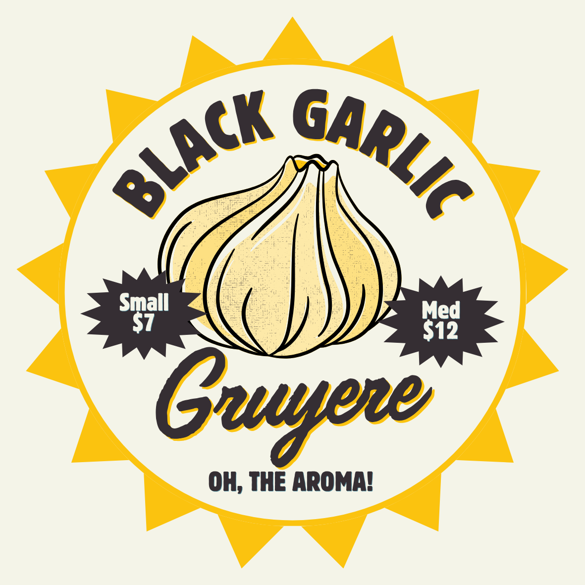 Yellow Illustrated Garlic Organic Circle Sticker.png