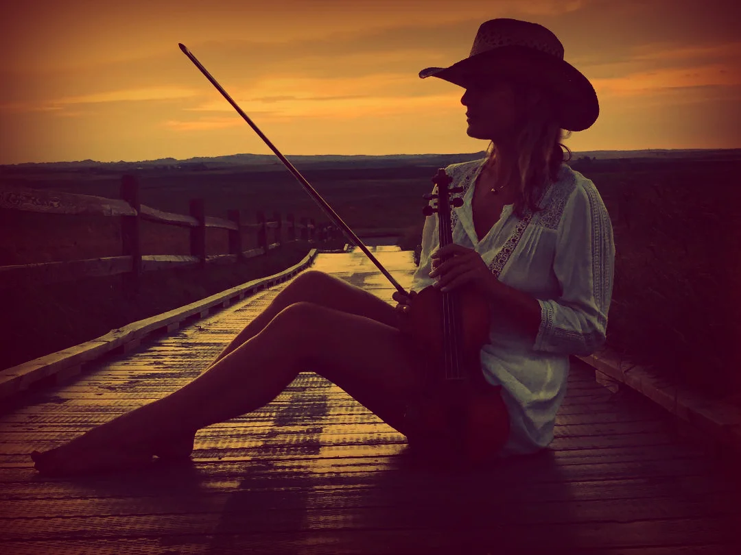 Violinist in Sunset