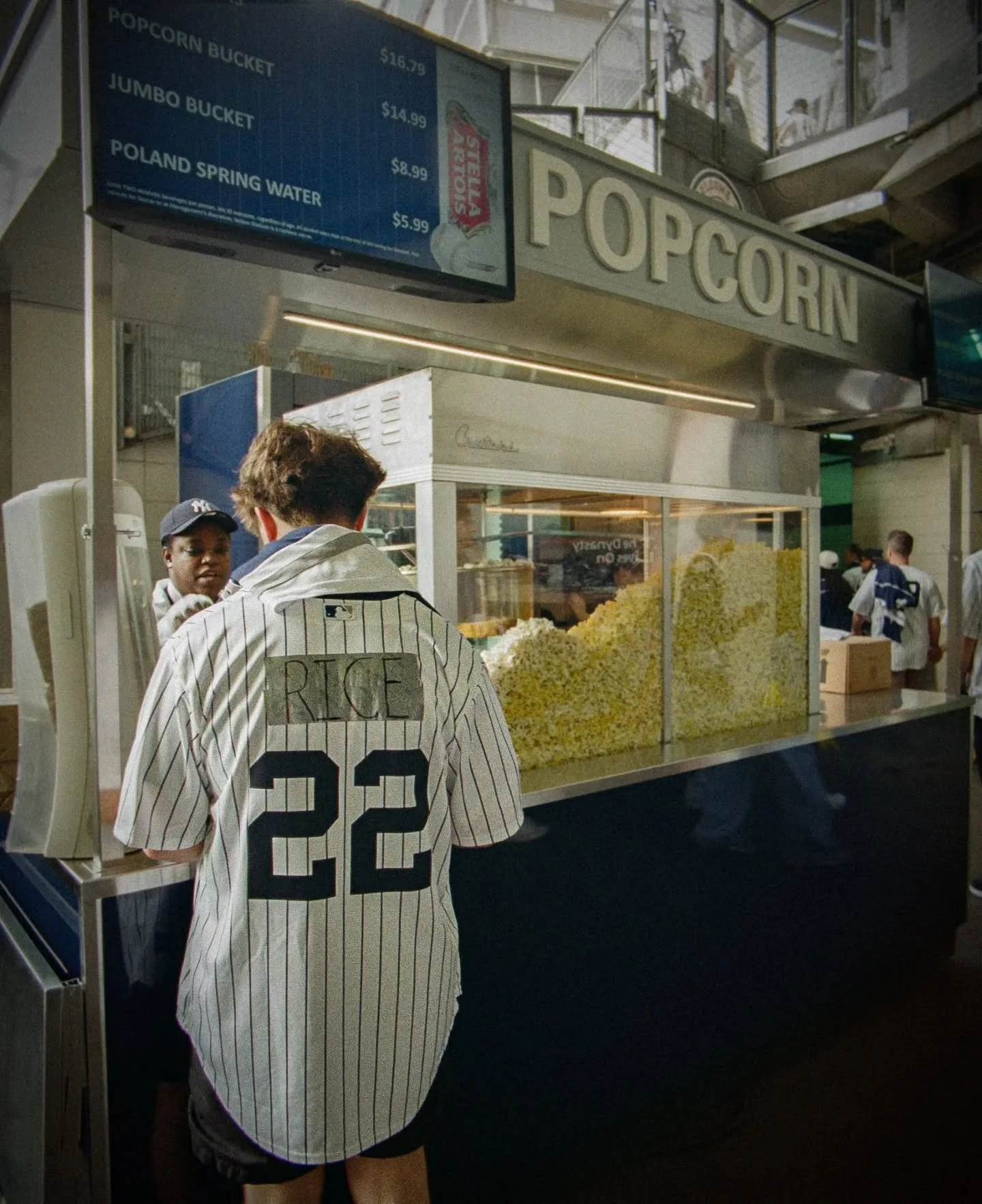 I was deciding what #yankees photo to run with to hype the current homestand against Boston, and I was originally thinking a gorgeous wide from our spot in 420, but then I remembered this little gem just as @ben_rice22 rips a dinger just foul and I f