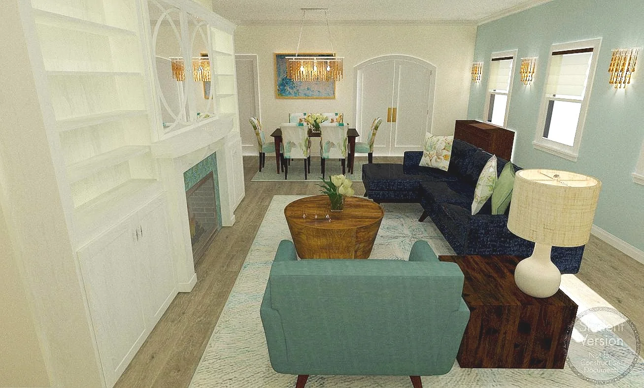 Living &amp; Dining: 3D Perspective using Chief Architect