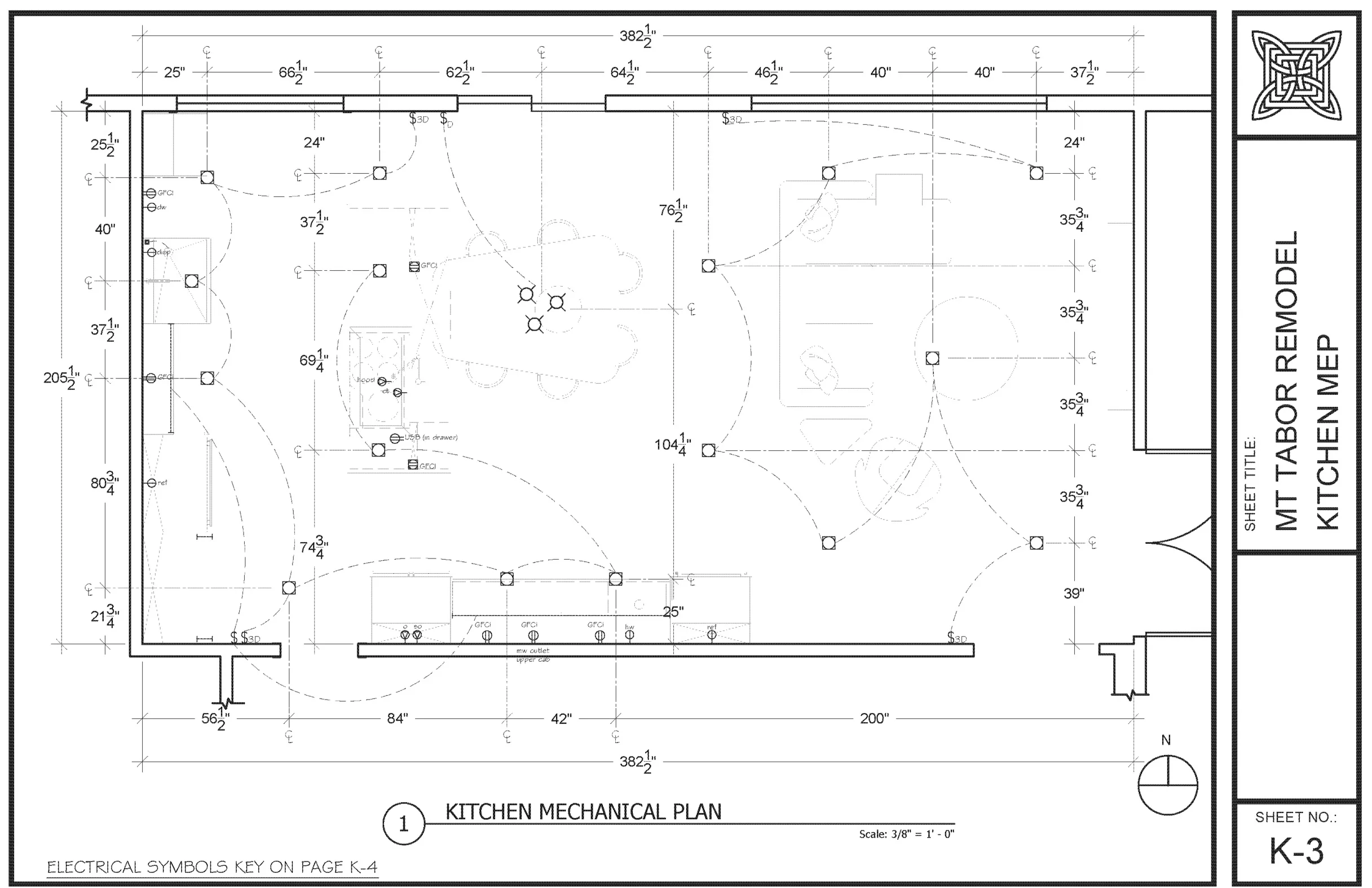 Kitchen &amp; Living Area RCP, project won 1st Place for Kitchen Design, Oregon Chapter NKBA Student Design Contest 2019