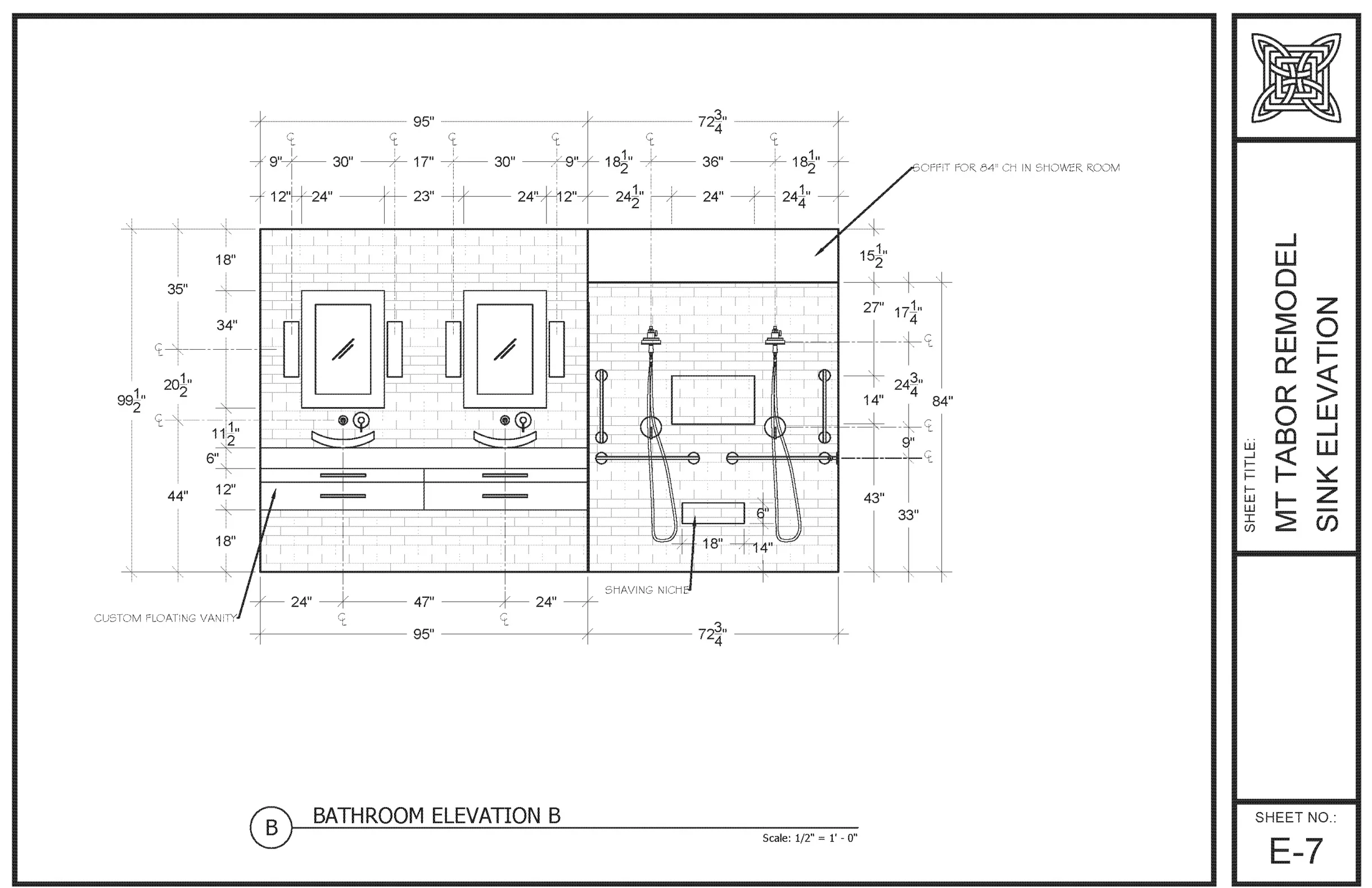 Bathroom: Vanity Elevation, 2nd Place winner for Bathroom Design, Oregon Chapter NKBA Student Design Contest 2019