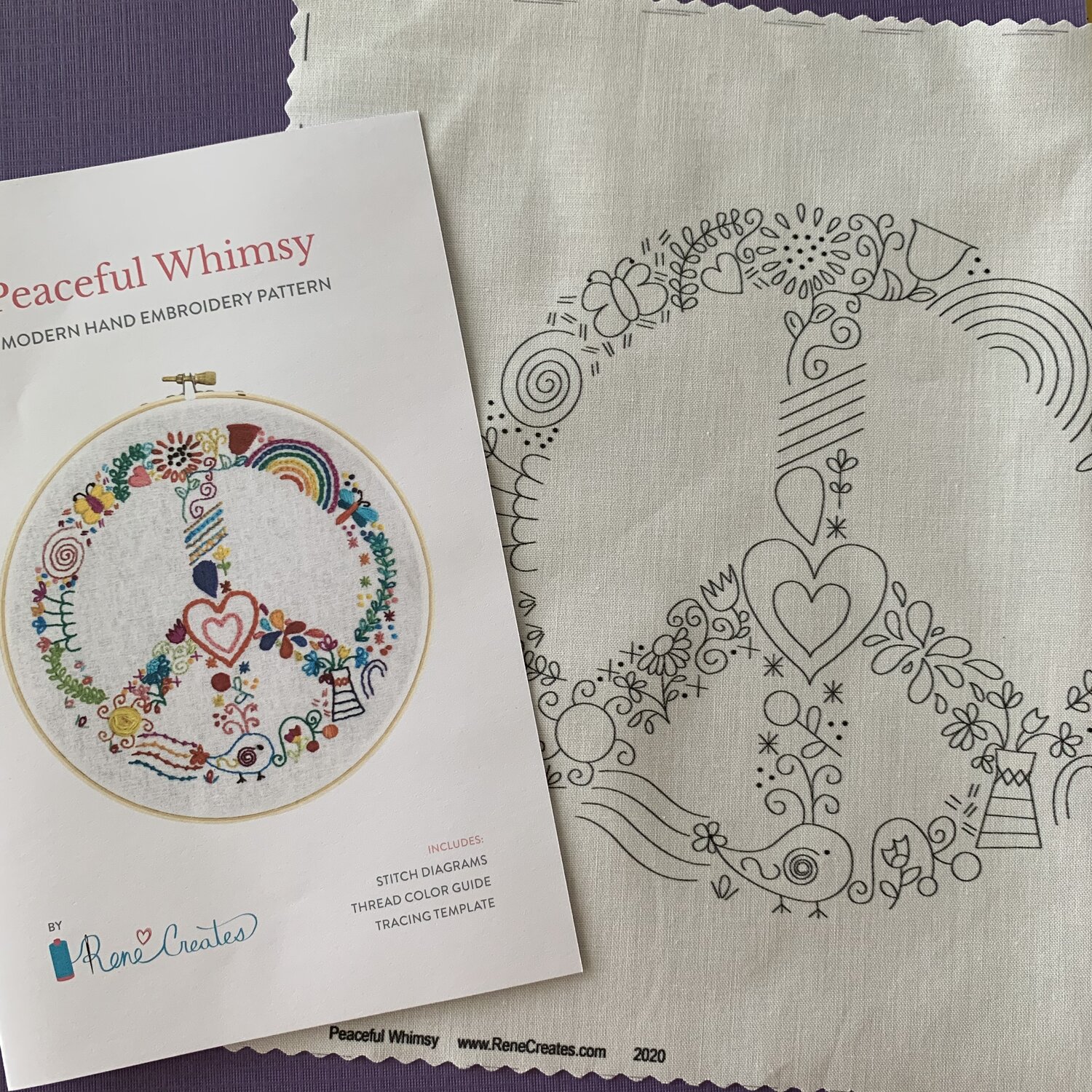 Peaceful Whimsy Embroidery Pattern And Printed Fabric Panel The Craft Table