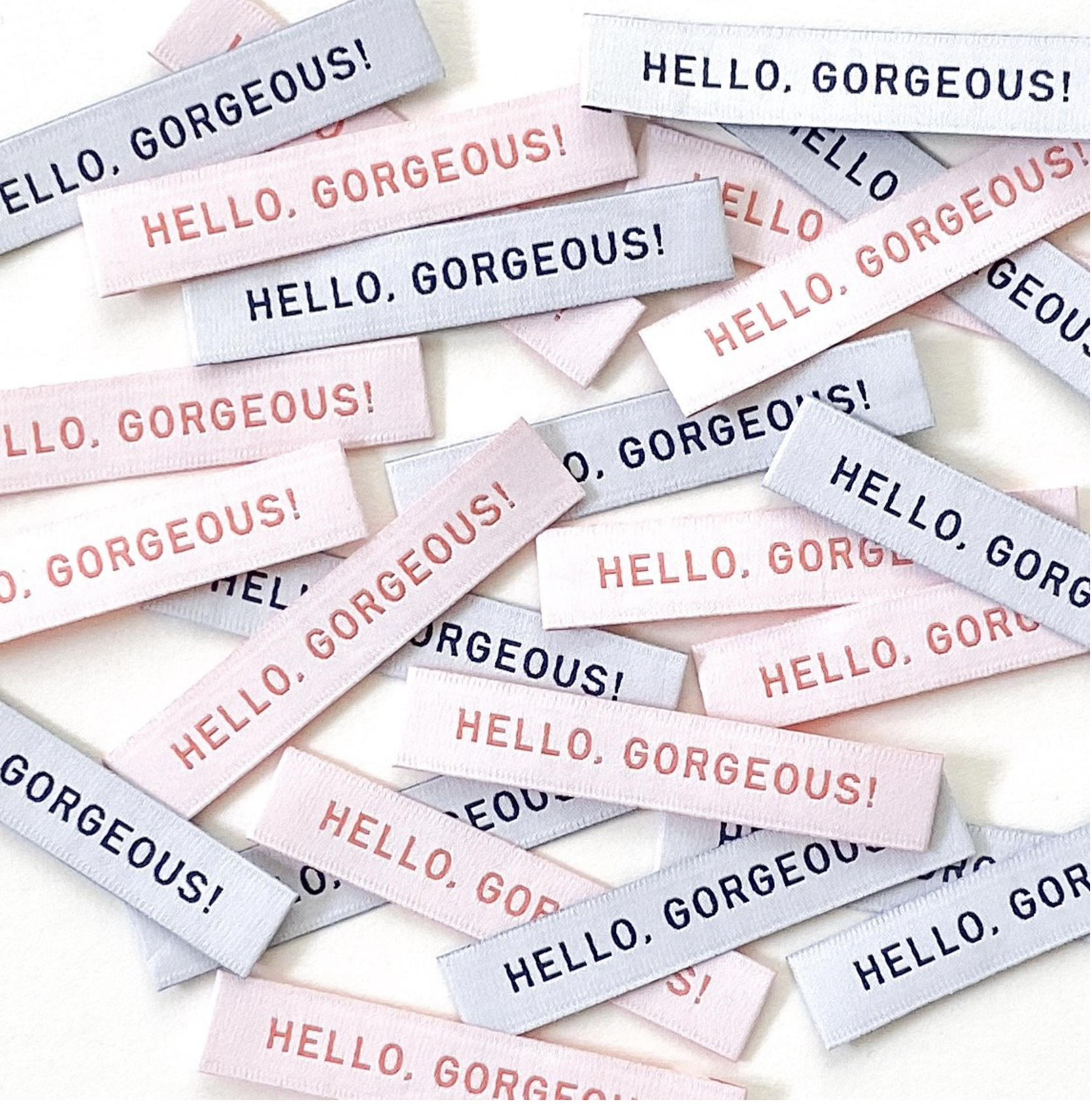 Kylie and the Machine woven labels - "Hello Gorgeous"