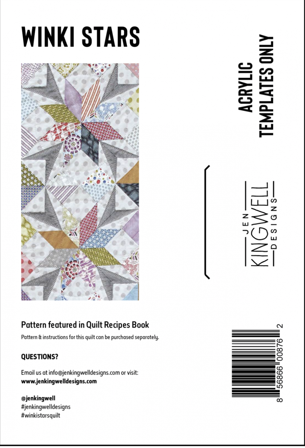 Winki Stars Acrylic Template Only Set from Quilt Recipes by Jen Kingwell —  The Craft Table