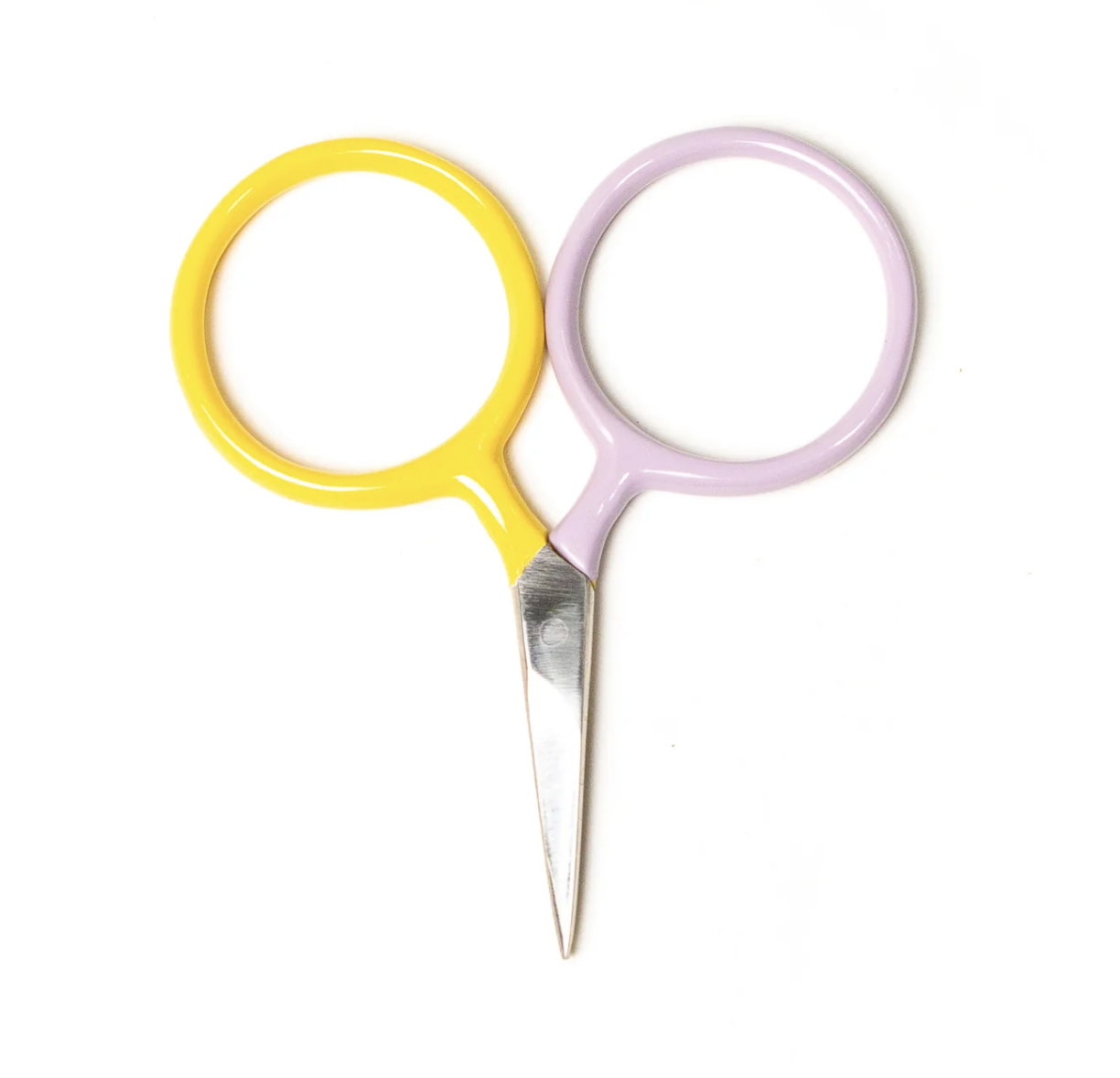 Two Tone Mini Circle Scissors - Lilac+Yellow