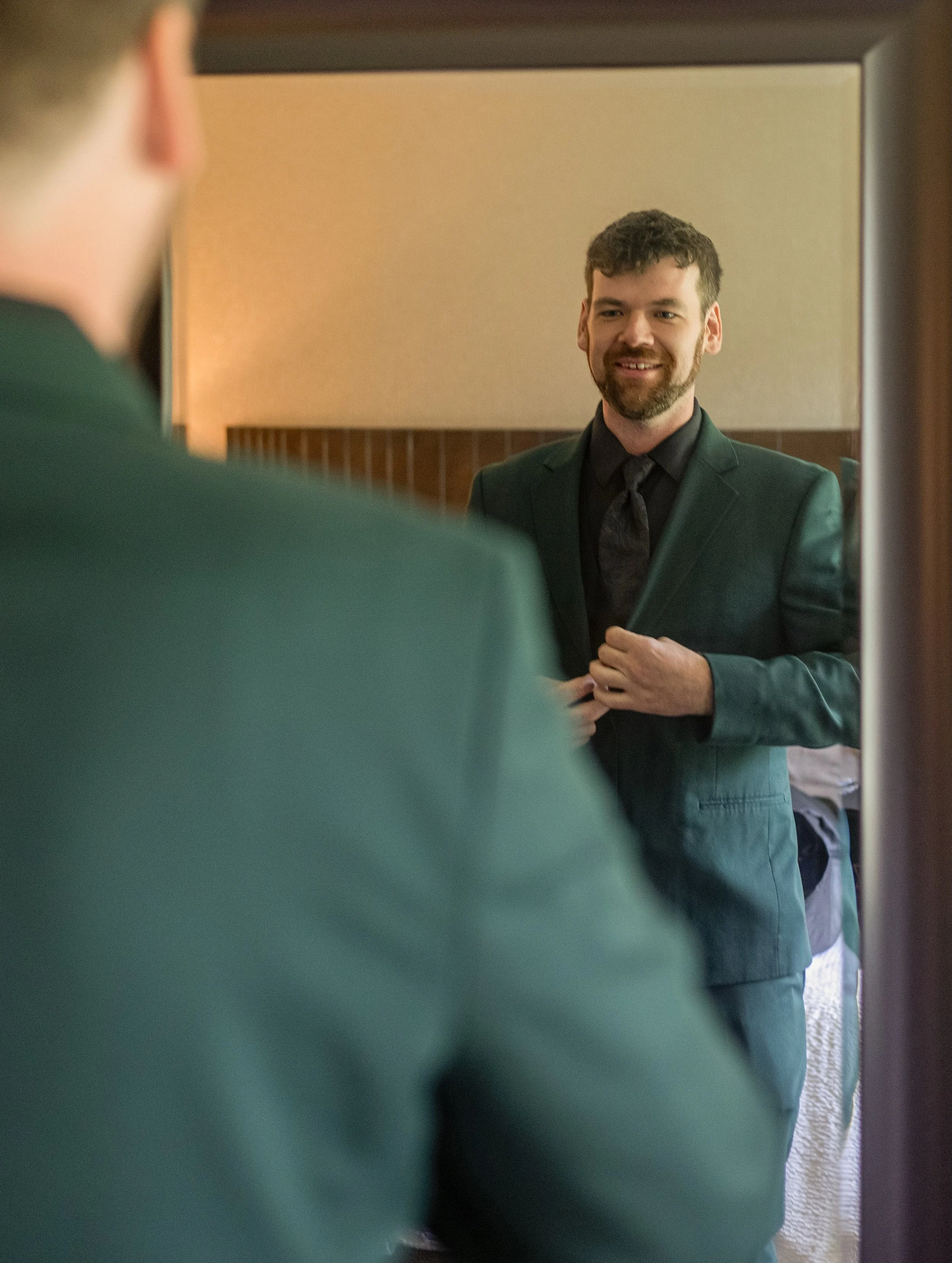 Groom in green
