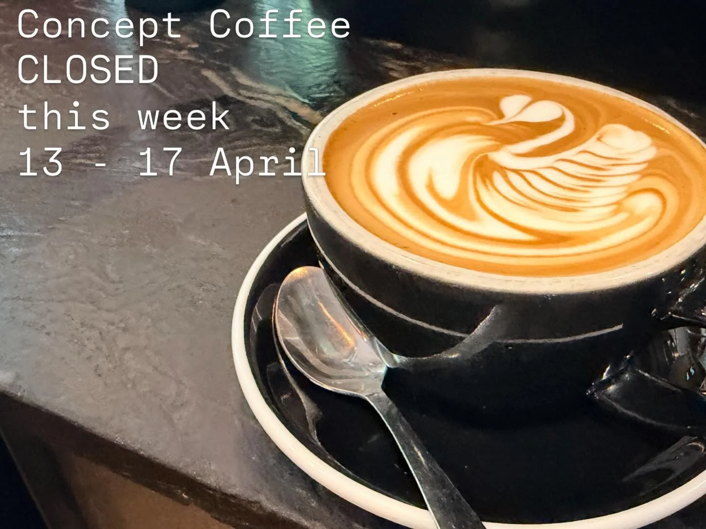 Incase we missed you, please note that the coffee shop is closed this week! 
Hope you all have a lovely week! 
We&rsquo;ll be back making cawfee next Monday!