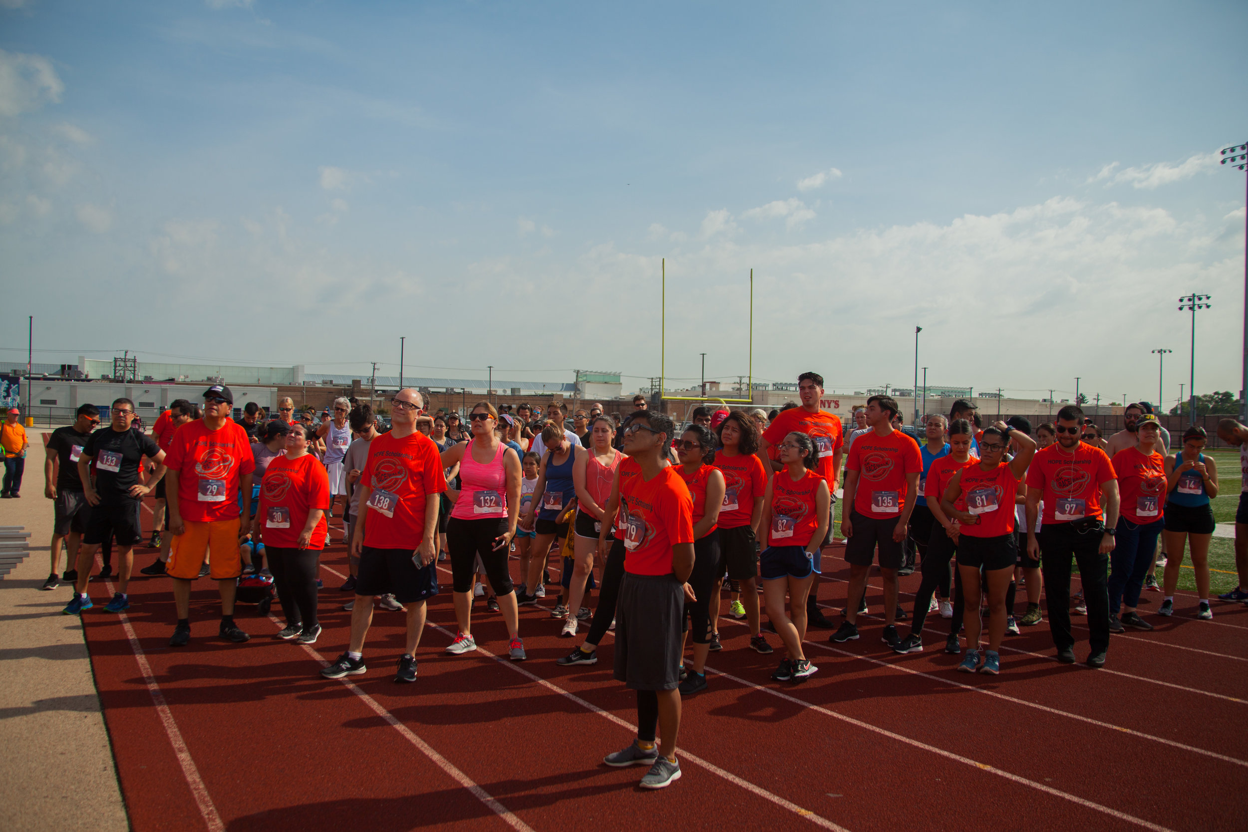  Over 100 people participated in the 5k run. They ran around the Morton West High School campus. Afterwards sponsors provided water and other snacks.     