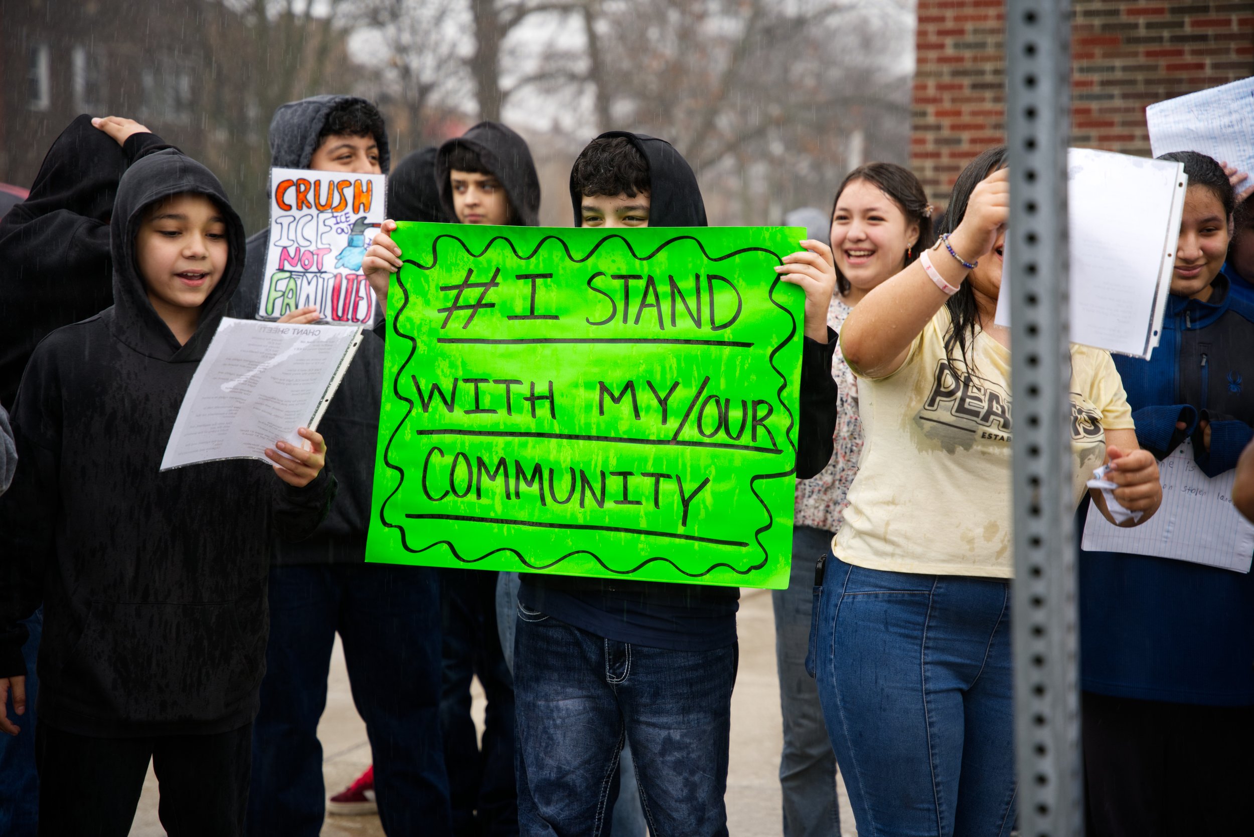  The walkout on March 6, 2026, that 7 &amp; 8th graders of Lincoln Middle School lasted about 40 minutes where students endured the downpour of rain and headed back to fourth period. Efrain Soriano/Cicero Independiente 