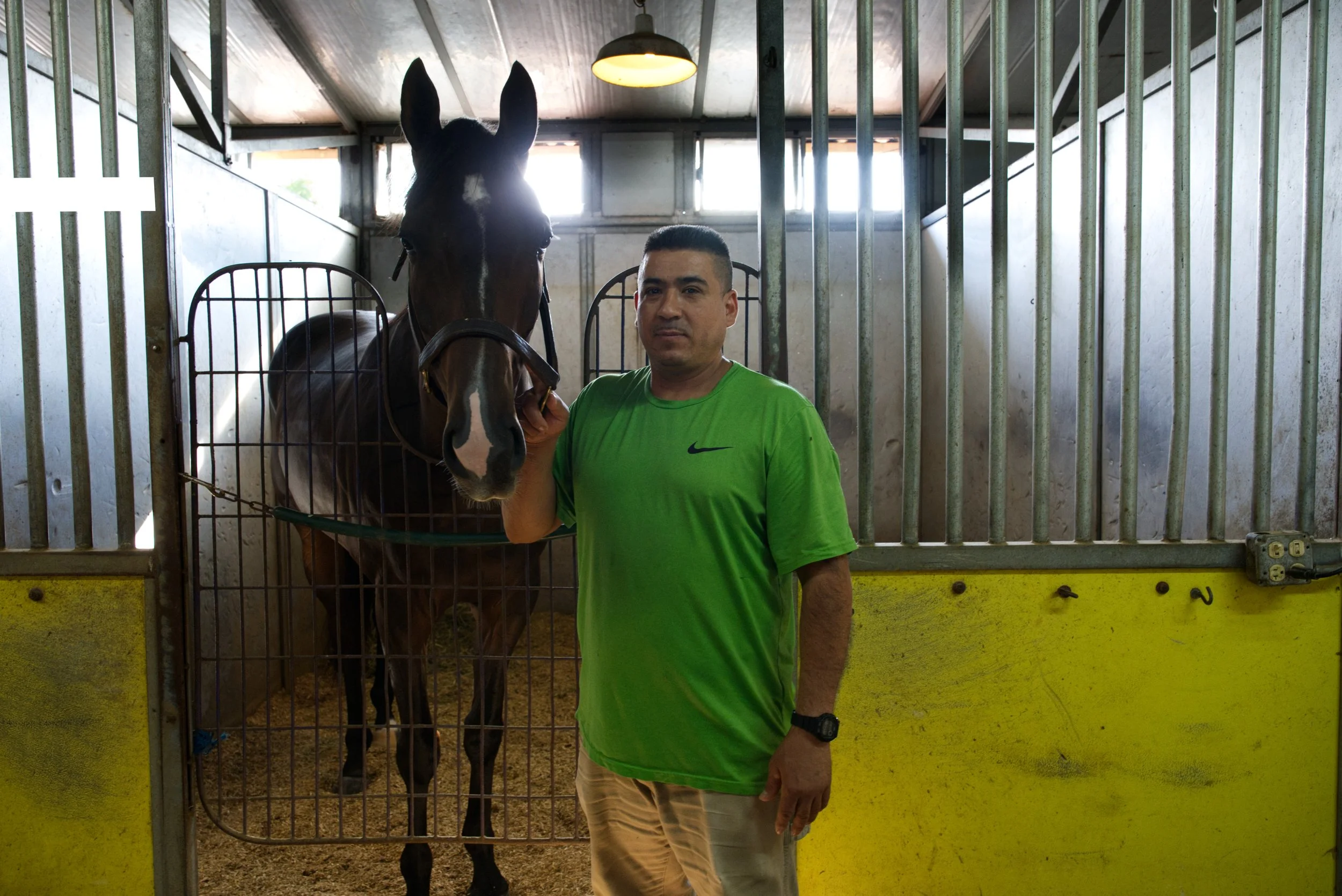  Gael with one of the last horses present at Hawthorne race course in Stickney, Ill., near Cicero, on August 28, 2026.&nbsp; Efrain Soriano/ Cicero Independinete 