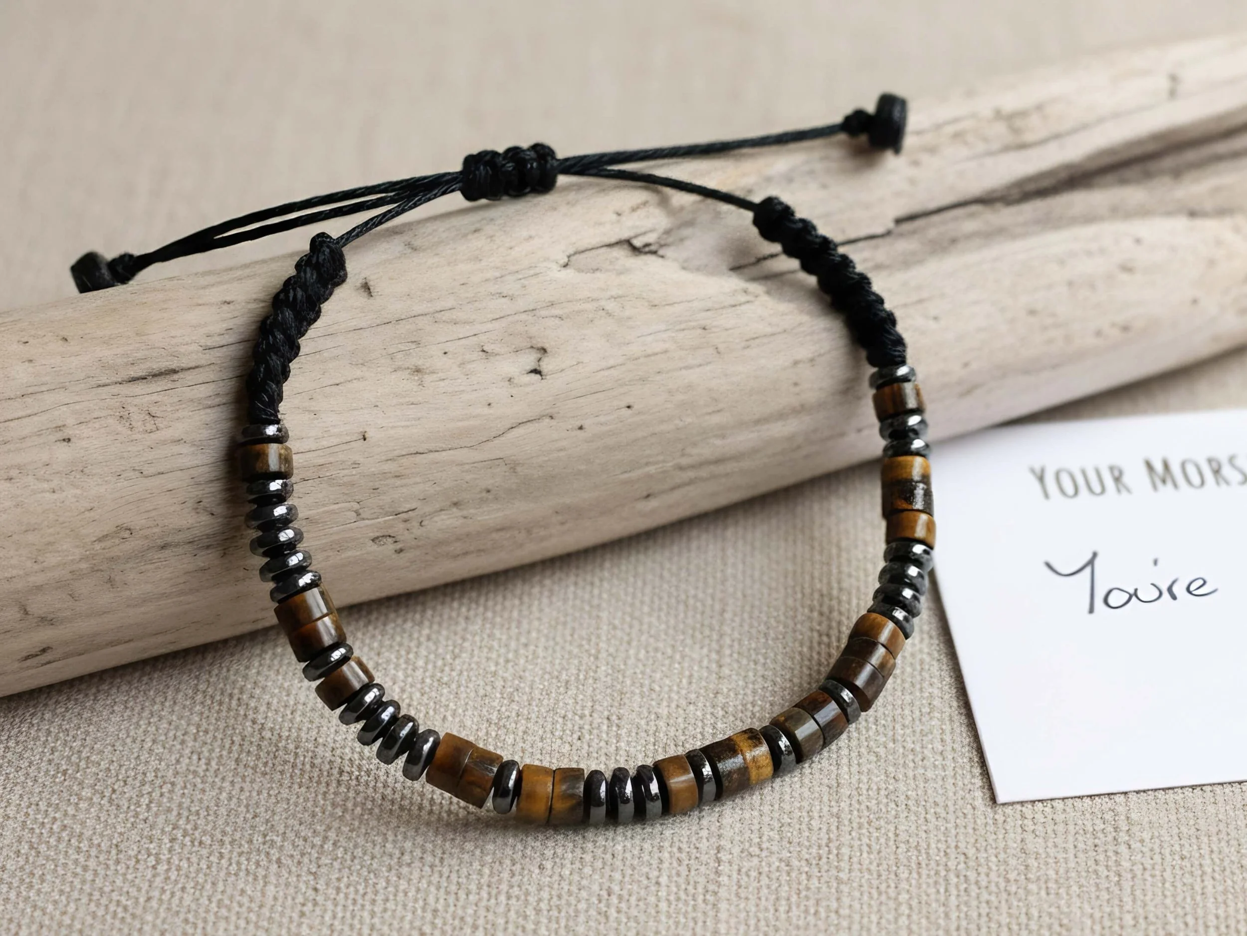 Tigers Eye Morse Code Bracelet