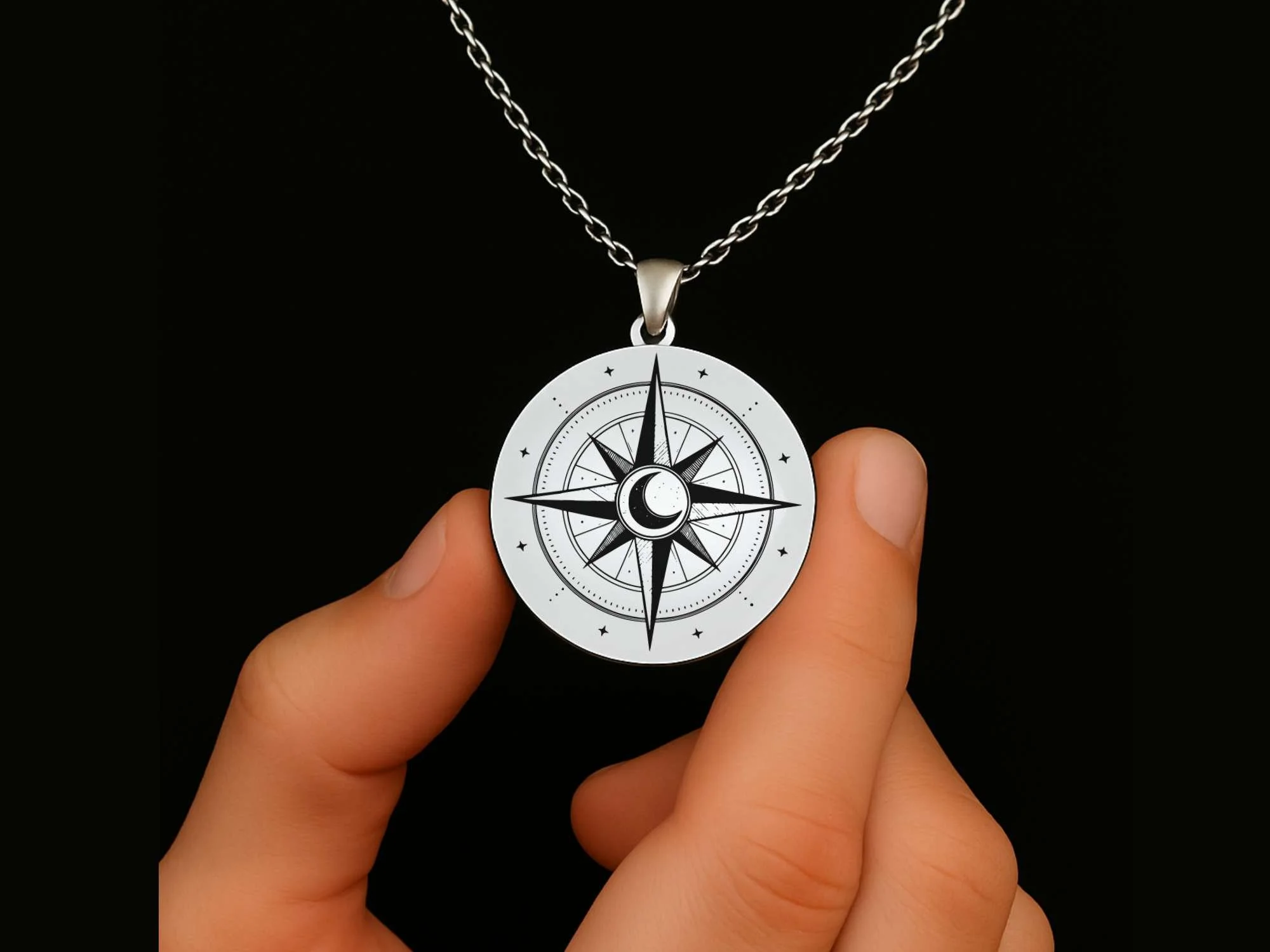 Compass Moon Necklace