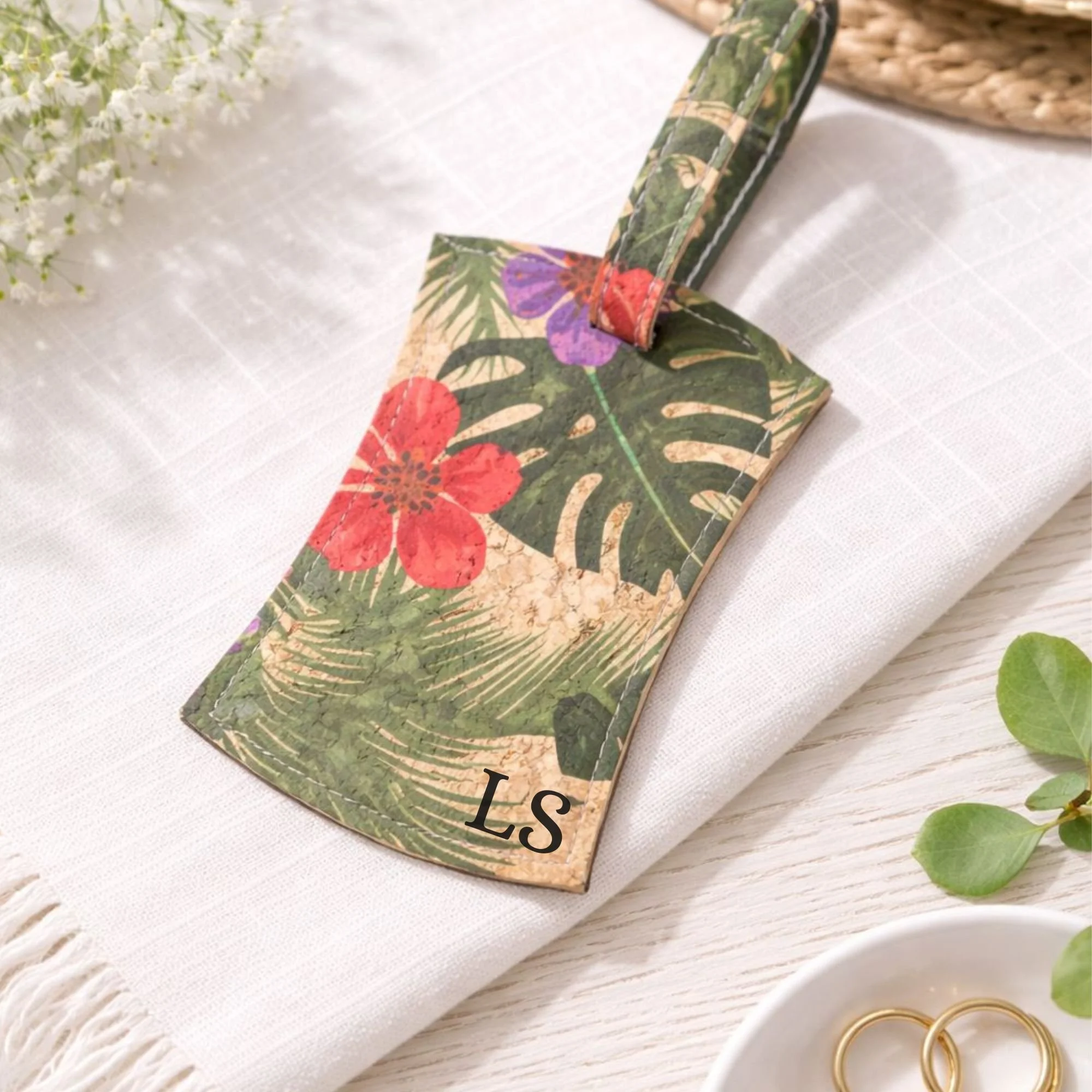 Personalised Luggage Tag - Palm and Flower