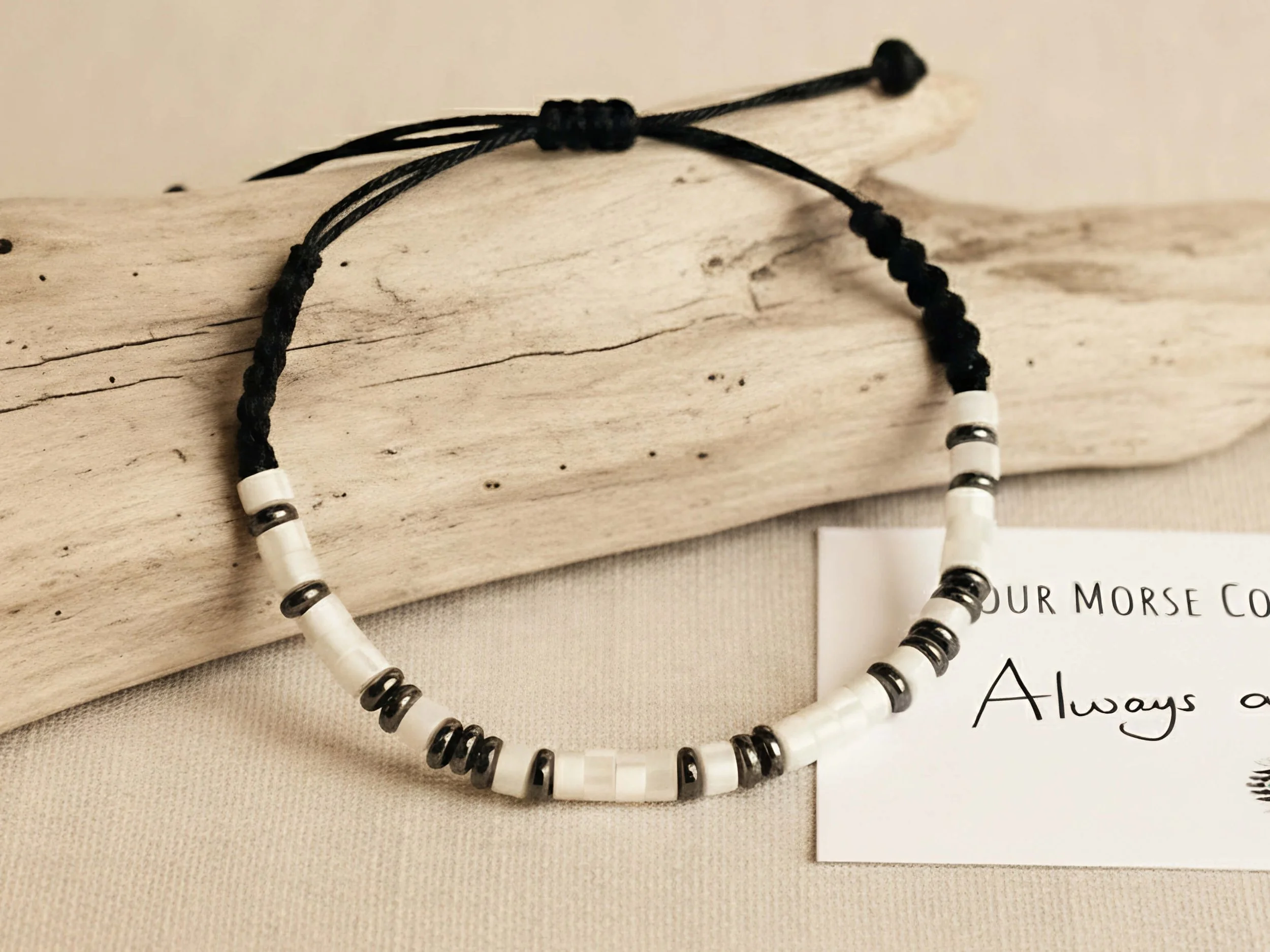 Mother of Pearl Morse Code Bracelet