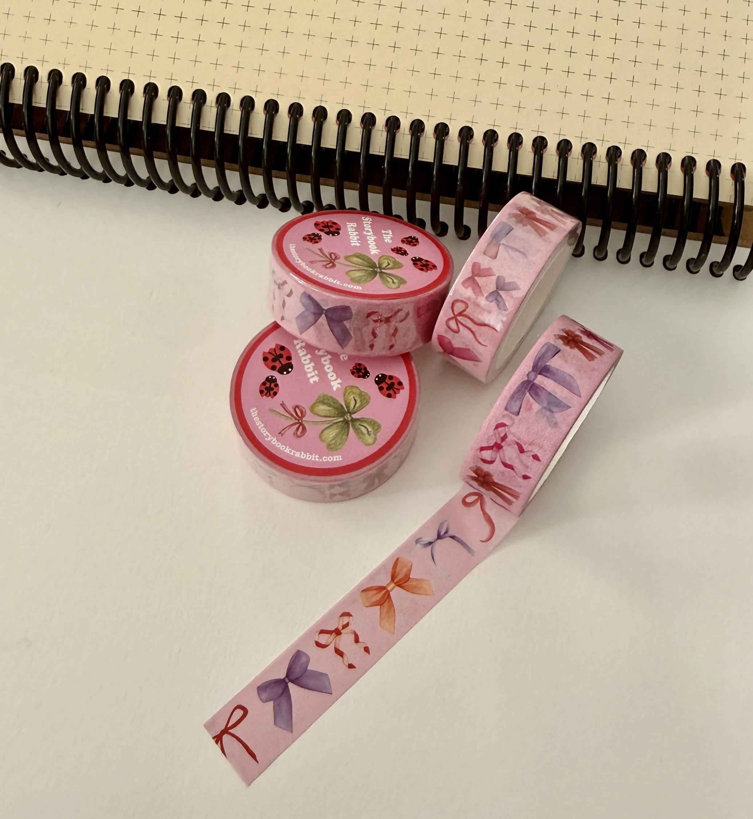 Watercolour Bows Pink Washi Tape 15mm