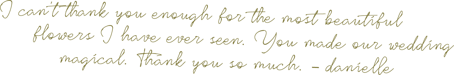 Client testimonial about working with Saige of Elizabeth McKenzie Florals and her thoughtful guidance throughout the wedding floral process.