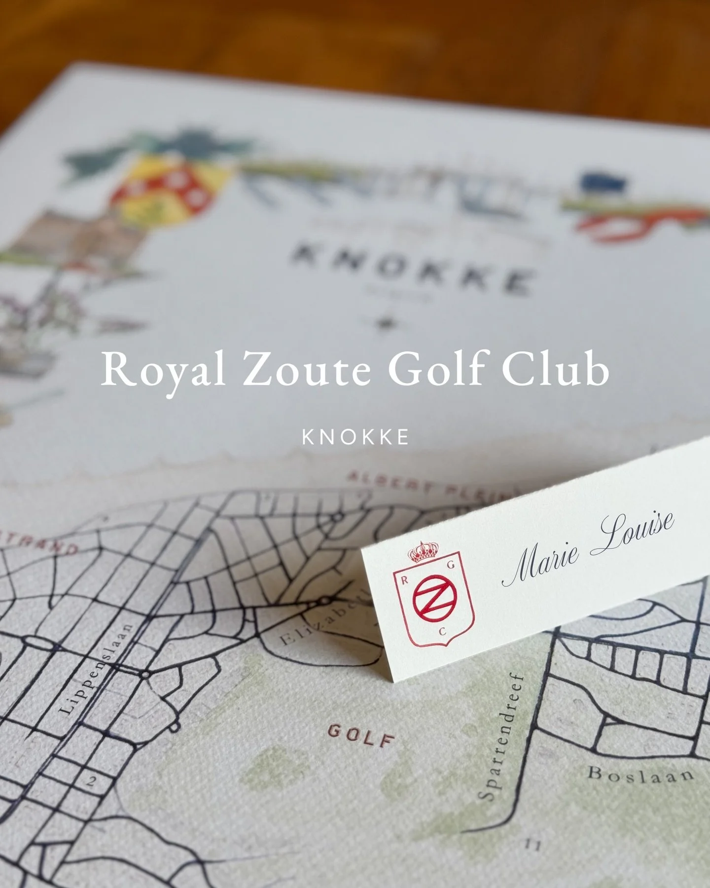 &bull; Royal Zoute Golf Club ~ bespoke stationery with watercolour accents, bringing a gentle sense of nostalgia to their business and table placement card ~ alongside hand-painted wooden panels updated with the club&rsquo;s presidents and captains &