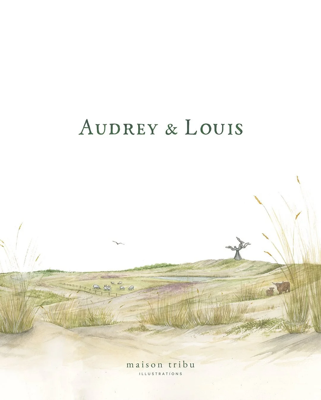 &bull; Audrey &amp; Louis are getting married ~ their invitation gently captures the serene, nostalgic landscape of Knokke, with the Zwin Nature Park taking centre stage&hellip;Bringing together the quiet beige and green tones of sandy dunes, wild gr