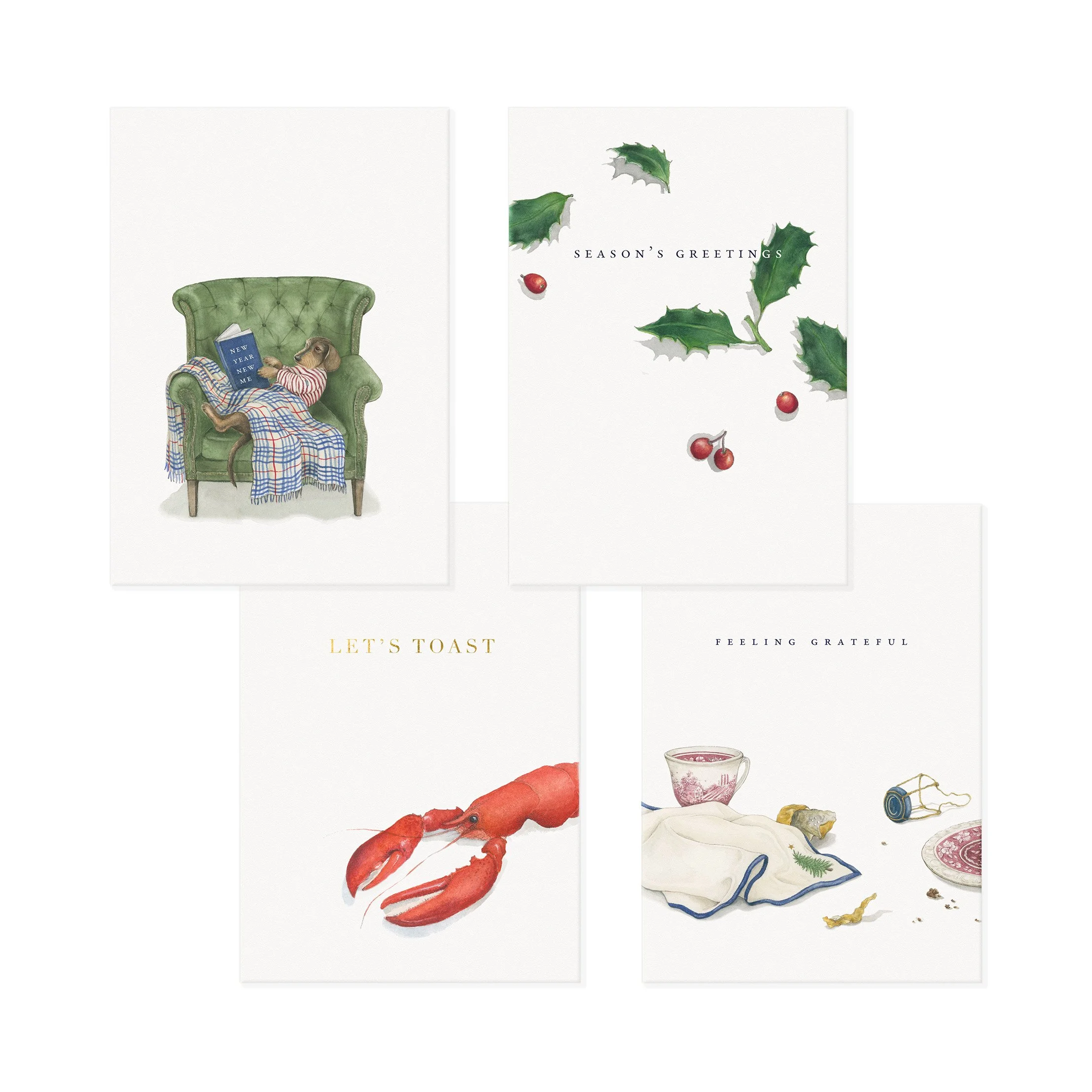 Festive Seasonal Cards (Set Of 16)