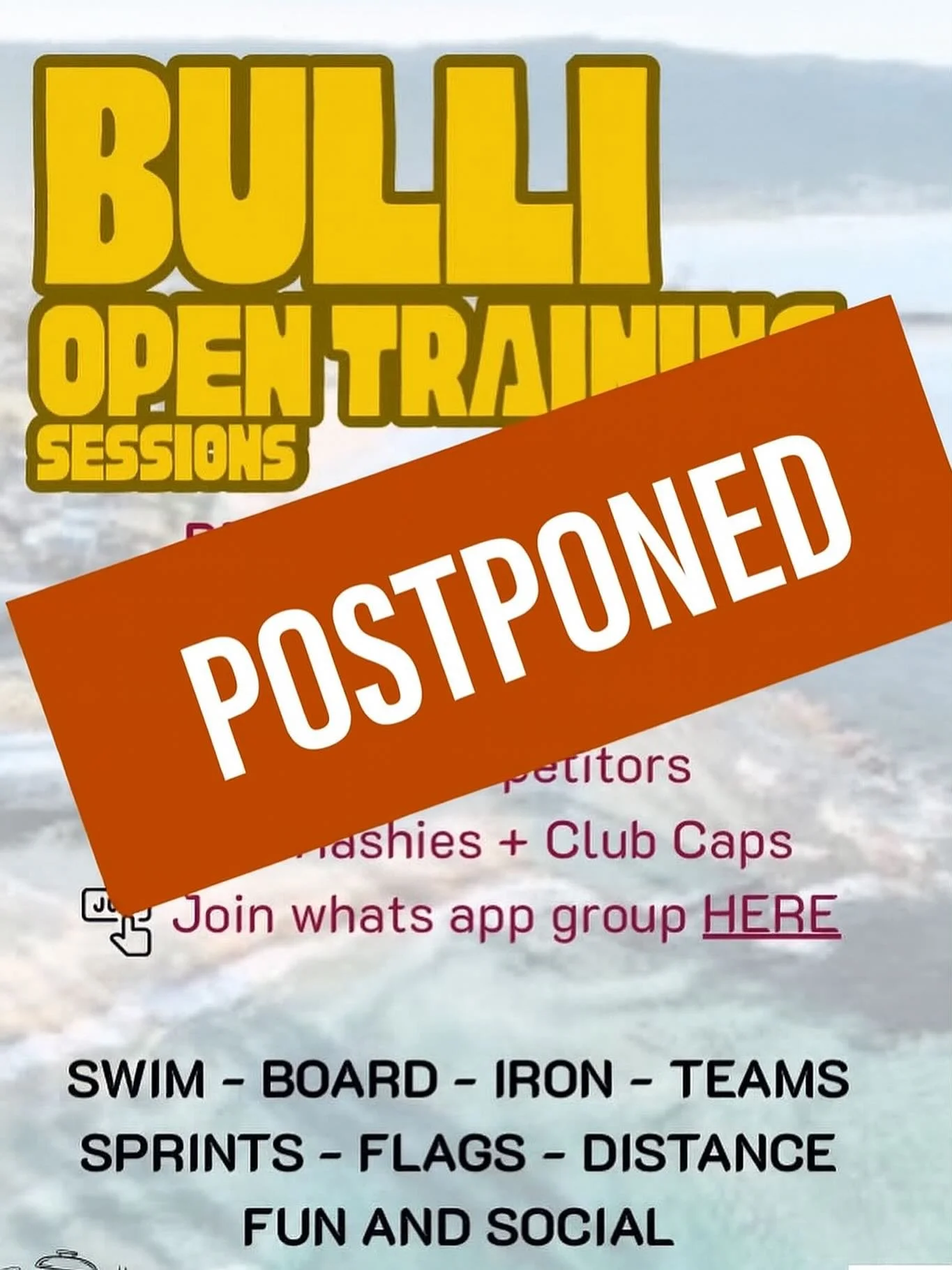 Open Training Session 31/10/25 - Postponed

With all beaches north of Bellambi closed today due to the deceased whale being relocated and some suspicious wildlife following the scent, we have decided to postpone tomorrow&rsquo;s open training session
