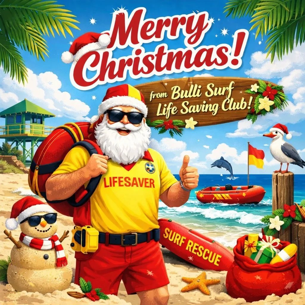 To all, Merry Christmas! 
Remember across this festive period, please swim between the Red and Yellow Flags!

Members and friends, the 2025 Christmas Day Handicap Swim is on! Registration starts at 9am if you haven&rsquo;t rego&rsquo;ed yet! Swim sta