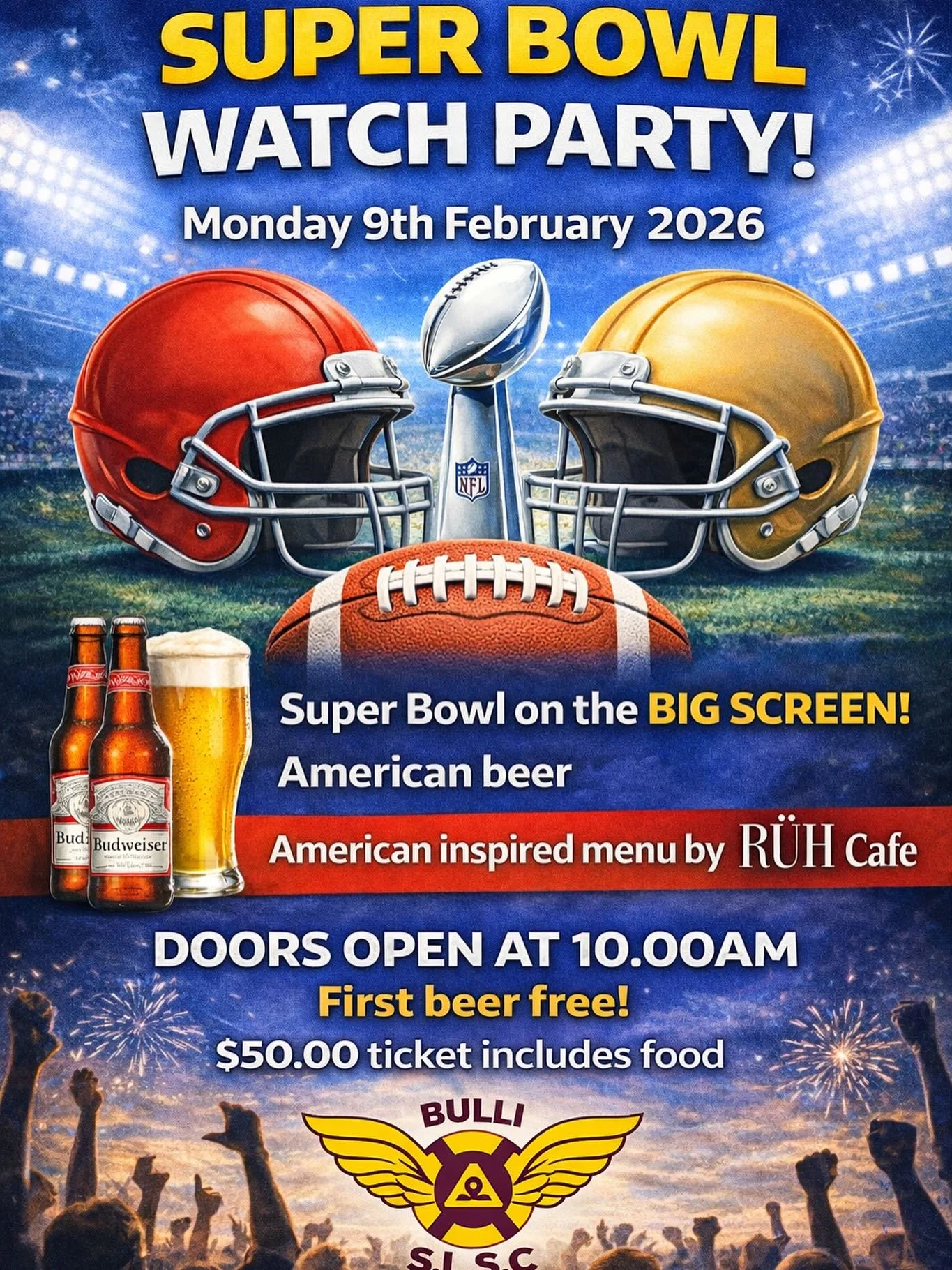 *Super Bowl Monday - Monday 9th February* 

After a massive season, it&rsquo;s time - Super Bowl Monday is nearly here! 

And is there any better way to enjoy it? Game on the big screens by the beach, cold American beer and American inspired menu bas