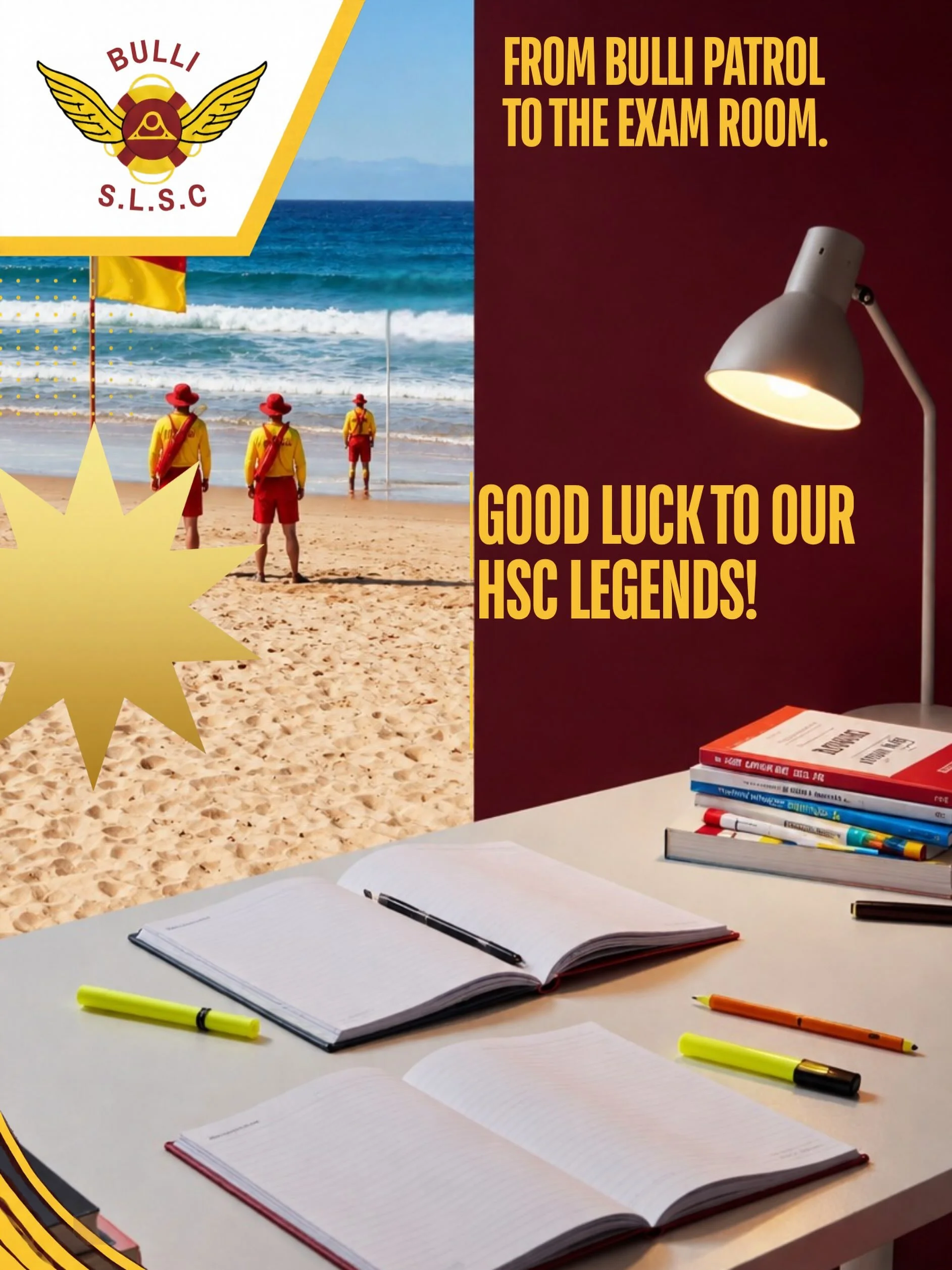 Sending a massive shoutout and the biggest best wishes to all our incredible young Bulli SLSC members who start their HSC today! Go smash it!
🔴🟡
#BulliSLSC #BulliBeach #HSC2026 #studyhardsurfharder