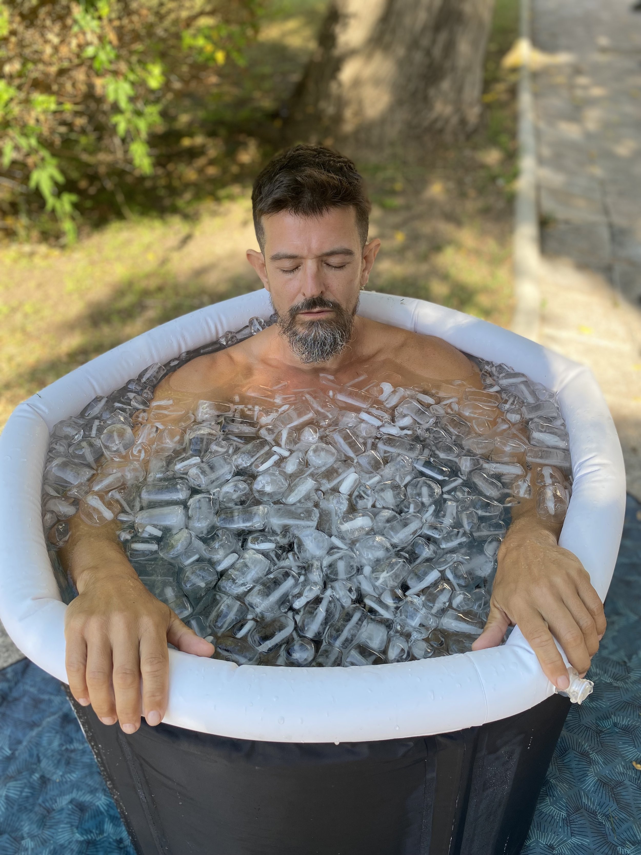 Man in Wim Hof Method Ice Bath