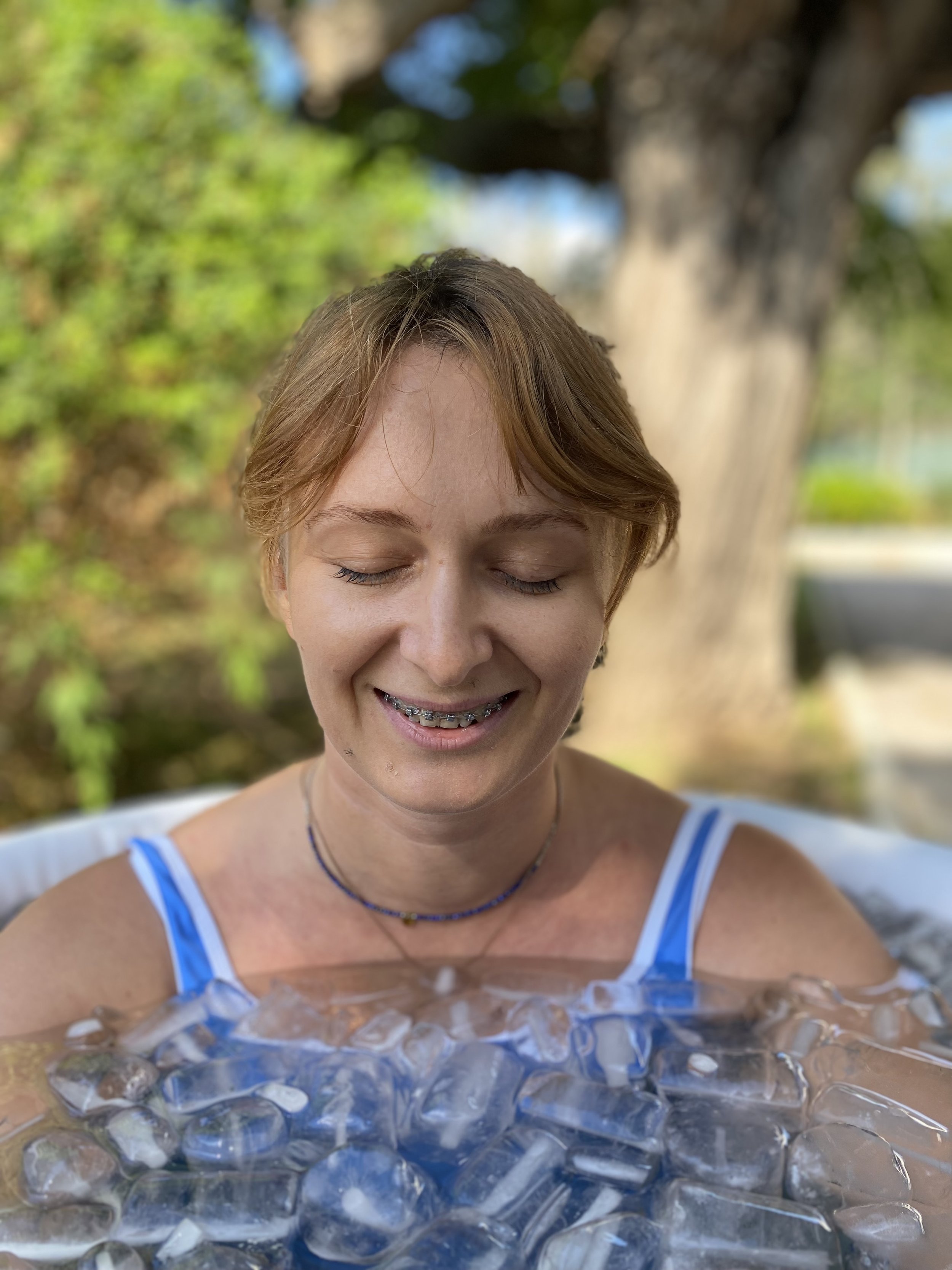 Woman in Wim Hof Method ice bath