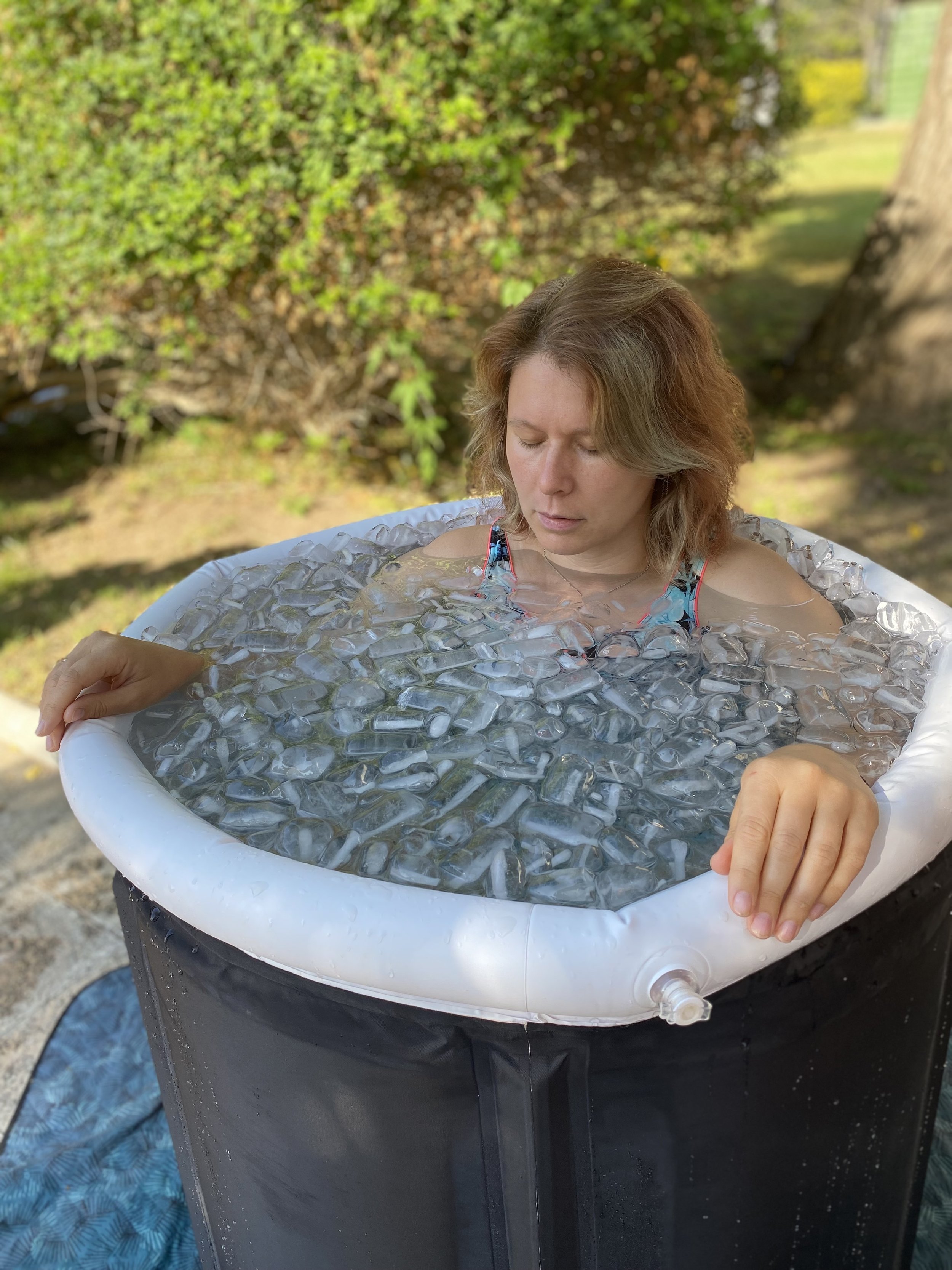 Woman in Wim Hof Method ice bath