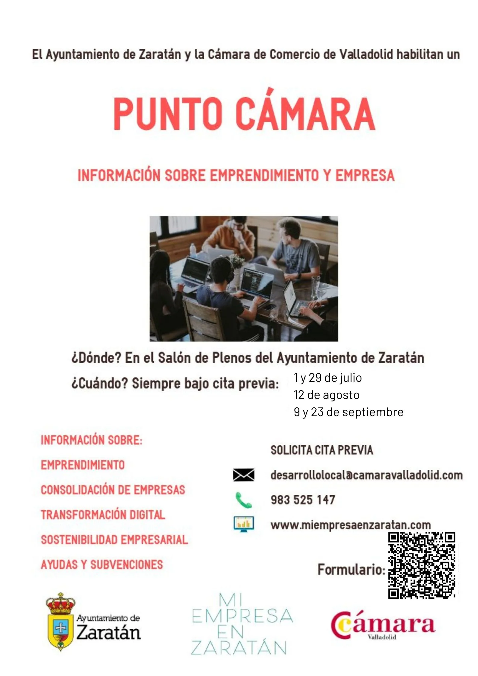 PUNTO CÁMARA JULIO, AGOSTO Y SEPTIEMBRE: LA CÁMARA EN ZARATÁN PARA RESOLVER CONSULTAS EN MATERIA DE EMPRESA Y EMPRENDIMIENTO