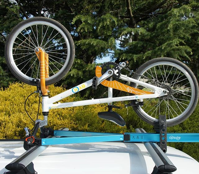 Get the youngsters bikes to the track or on holidays with Upside rack. Adjusts to fit bikes small and large.