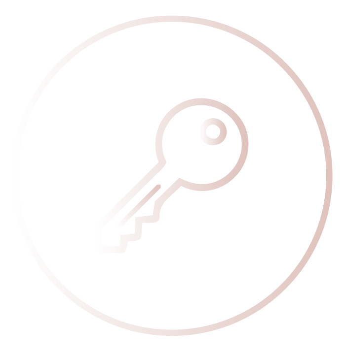 A simple line drawing of a key inside a circle.