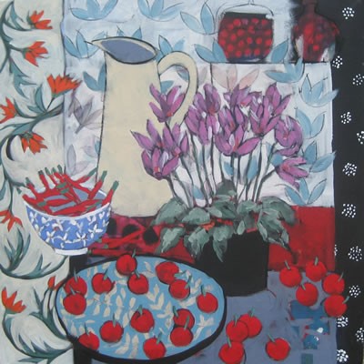 Cyclamen and Cherries - Sold
