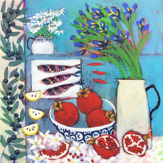 Iris and Pomegranates - Sold