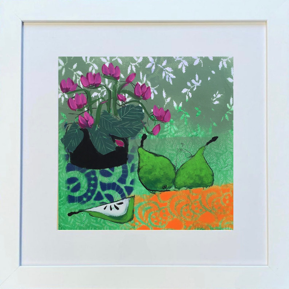 Little Pink Cyclamen and Pears - Sold