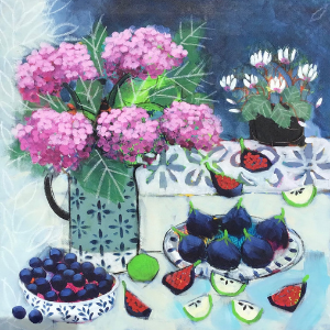 Pink Hydrangea and Figs - Sold