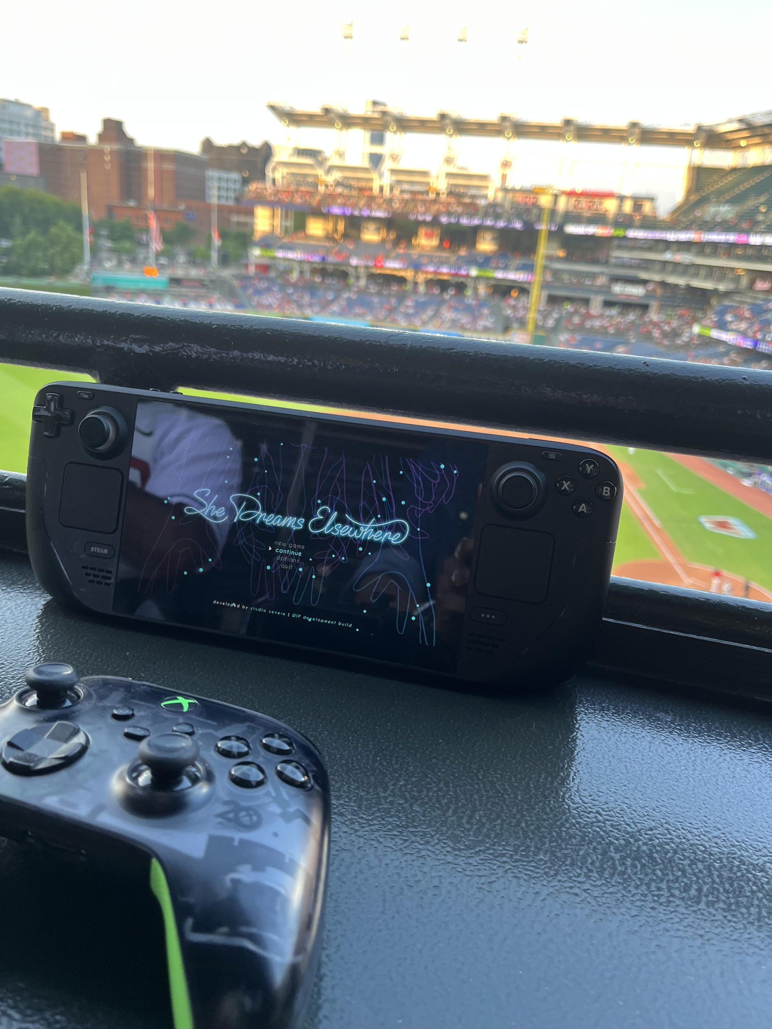  Playtesting SDE during a Cleveland Guardians game. 