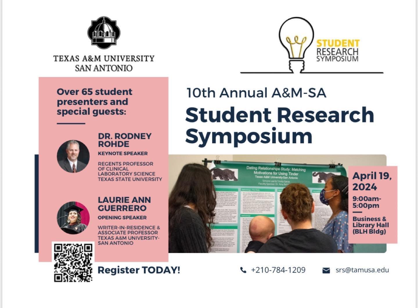 Today at TAMUSA - it&rsquo;s the student research symposium - great speakers and posters! Hope to see you all there!