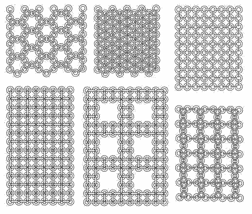 The most common varieties of Japanese mail. Clockwise, from top right: kagomegata-gusari, hana-gusari, futae-gusari, kame-ko-gusari, kaushi-gusari, fusa-gusari . (Not shown: nanban-gusari , which is typical 4-in-1 “international” mail, hung open.) (Actual size; originals can be smaller.)