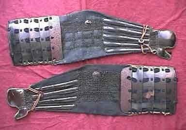 Bishamon-gote . The body is covered by mail, the foreams by splints.