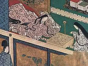 A scene from the Tale of Genji, showing a go game in process.