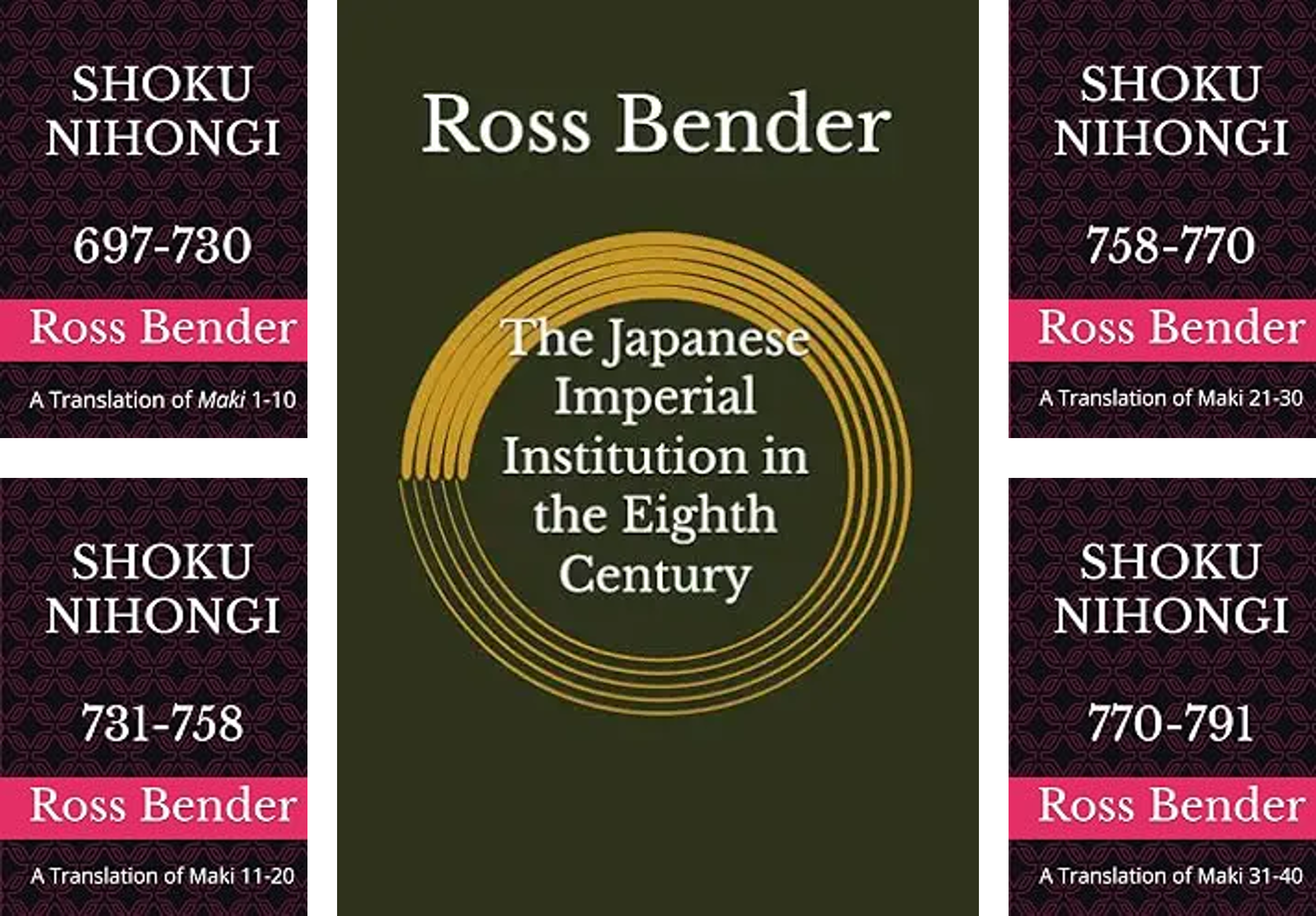 Five of Dr. Ross Bender's works, including translations of the Shoku Nihongi and his work on the Japanese Imperial Institution in the 8th century.