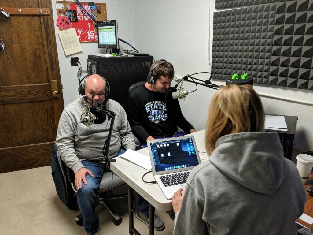  The Conor’s Corner crew in the WFNU studio, prepping for a live show. 