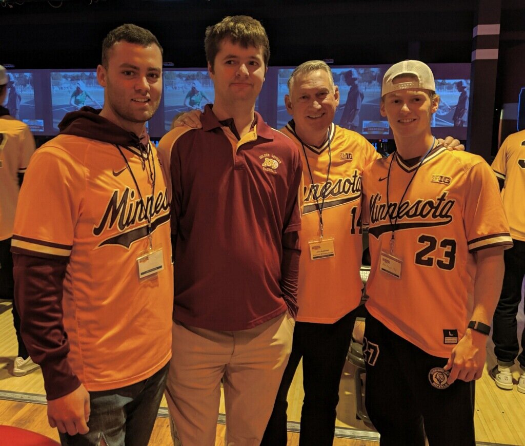  Conor and the Minnesota Gopher Men’s baseball players and coach at Highland Friendship Club’s Lanes For Friendship fundraiser. 