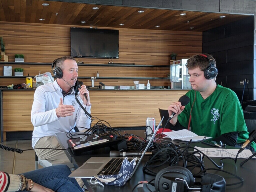 Conor and Derek Sharrer, live broadcast at CHS field