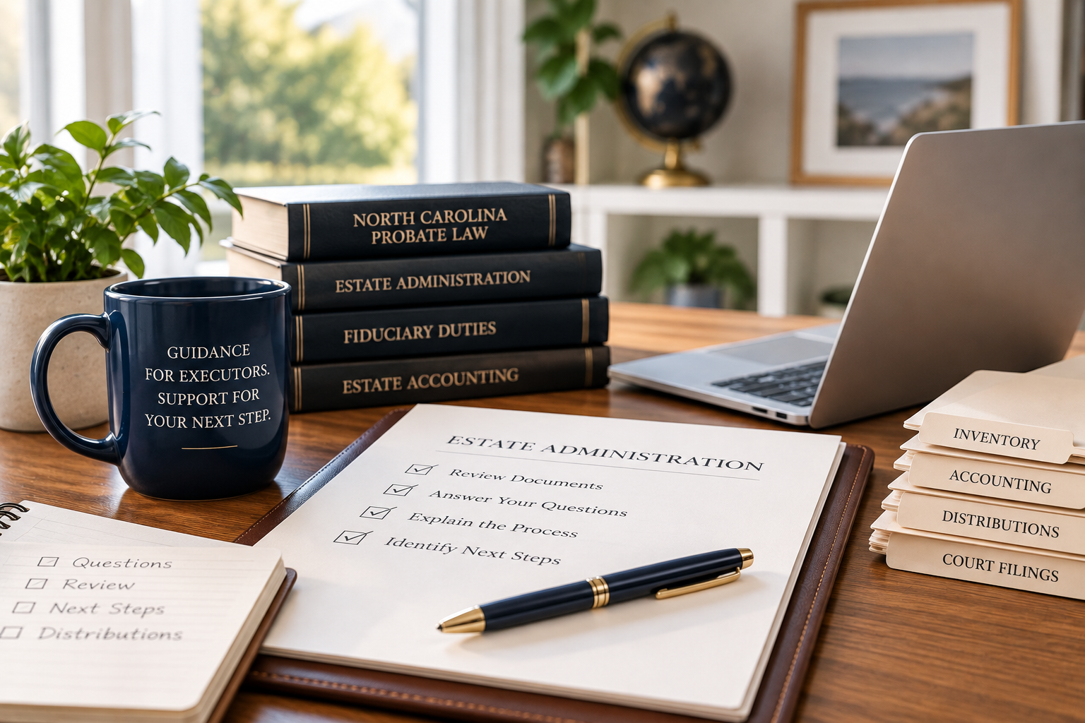 North Carolina probate consulting and limited-scope legal services for executors handling estate administration, inventories, accountings, distributions, and court filings.